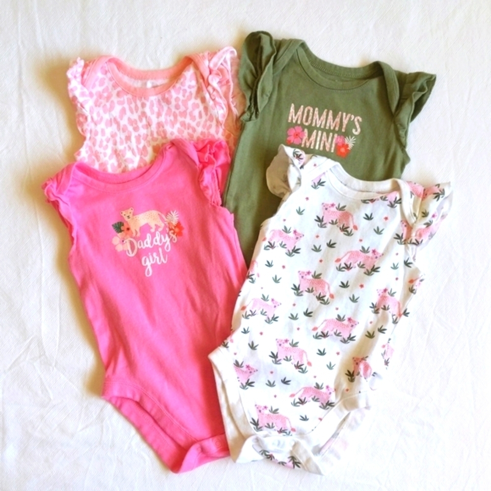 bundles baby place 4-pack bodysuit diaper shirt set 3-6 months baby girl